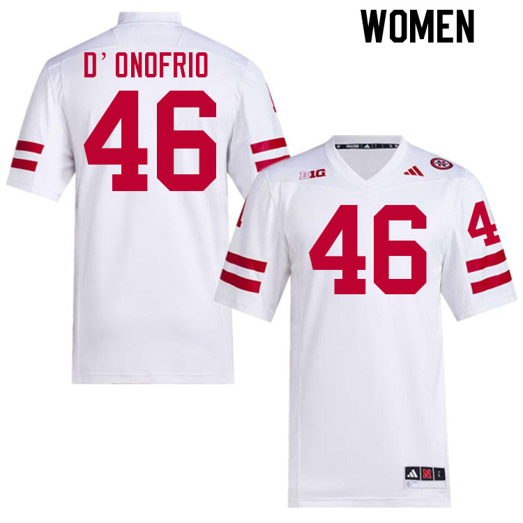 Women #46 Thomas D'Onofrio Nebraska Cornhuskers College Football Jerseys Stitched Sale-White